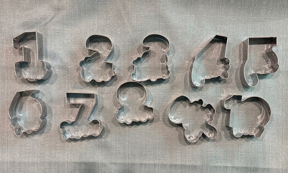 Vintage Number Cookie Cutter Set 1-10 Birthday Anniversary Cake Decorating